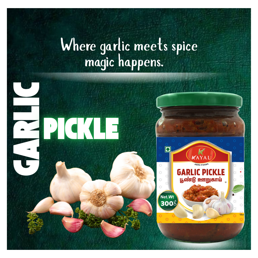 Jar of garlic pickle with garlic bulbs