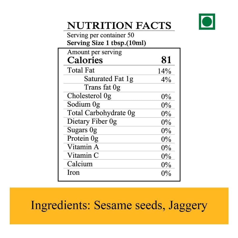 Kayal Sesame Oil 5 Litre Nutrition Information